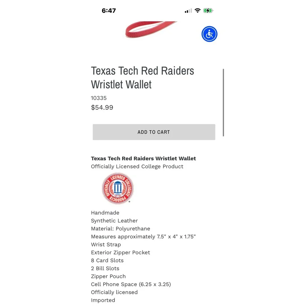 Eagles‎ Wings Texas Tech Red Raiders Red Zip Around Wristlet Wallet NWT NCAA